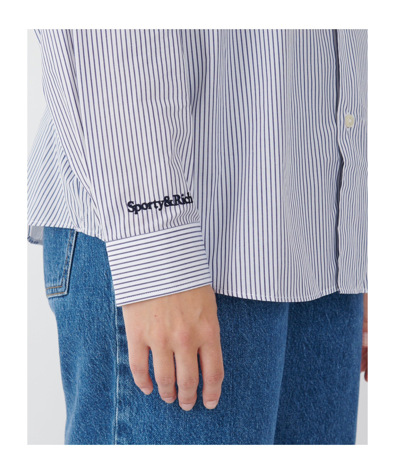 Sporty And Rich Yankees Serif Oversized Shirt Navy Striped In Gray