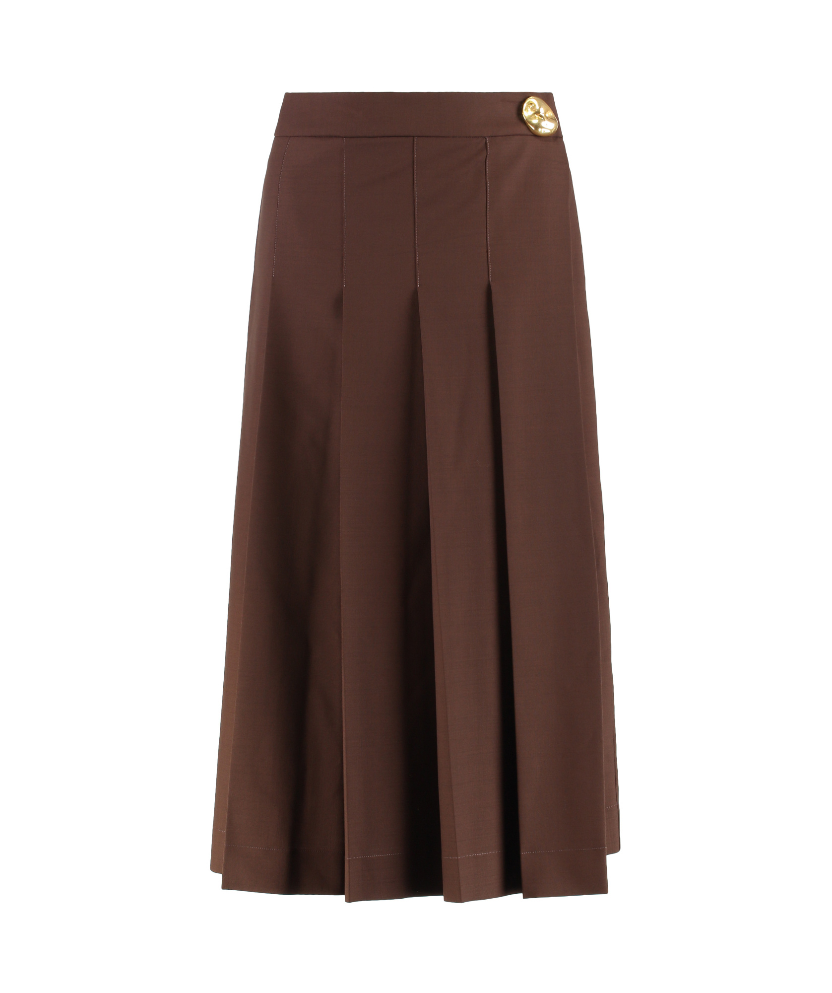 Fabiana Filippi Bistretch Wool Pleated Wrap Skirt In Brown