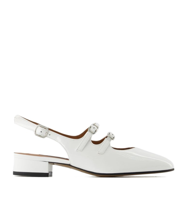 Carel Paris Patent Leather Pêche Slingback Mary Jane In White