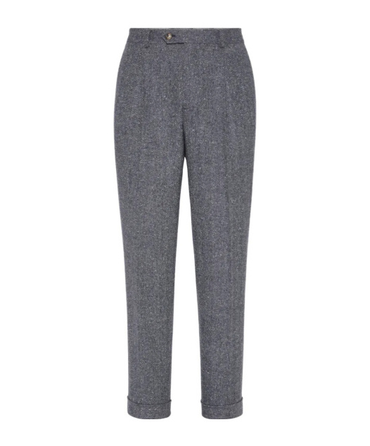 Brunello Cucinelli Pleated Tapered Trousers In Gray