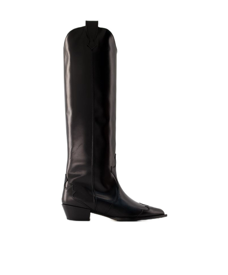 Aeyde 50mm Pointed-toe Knee Boots In Black