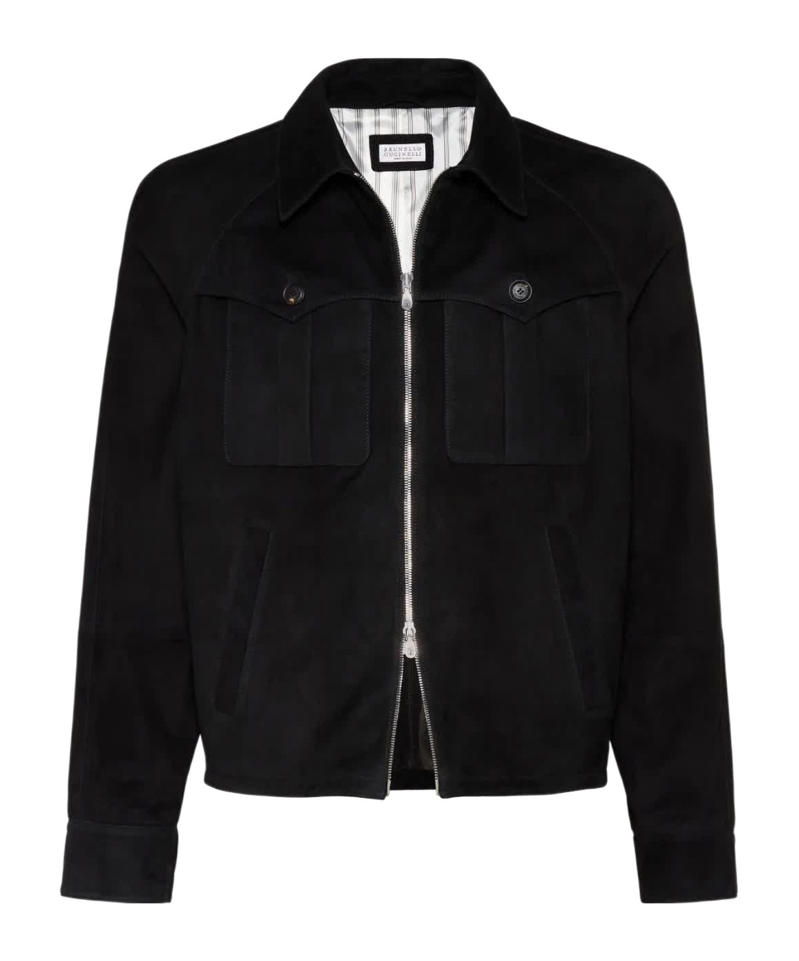 Brunello Cucinelli Straight Hem Zipped Jacket In Black