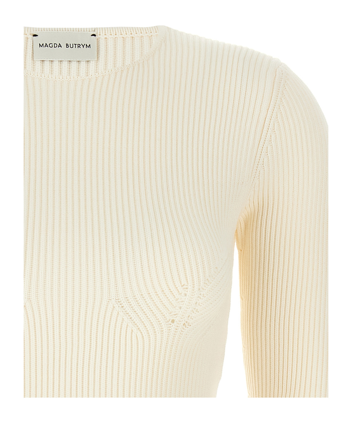 Magda Butrym Ribbed Viscose Blend Sweater In Neutral