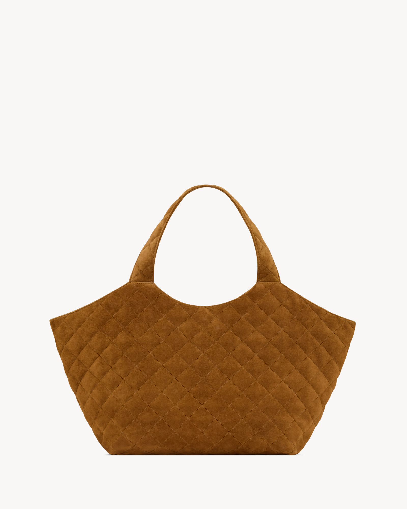 Saint Laurent Icare Medium Quilted Suede In Brown