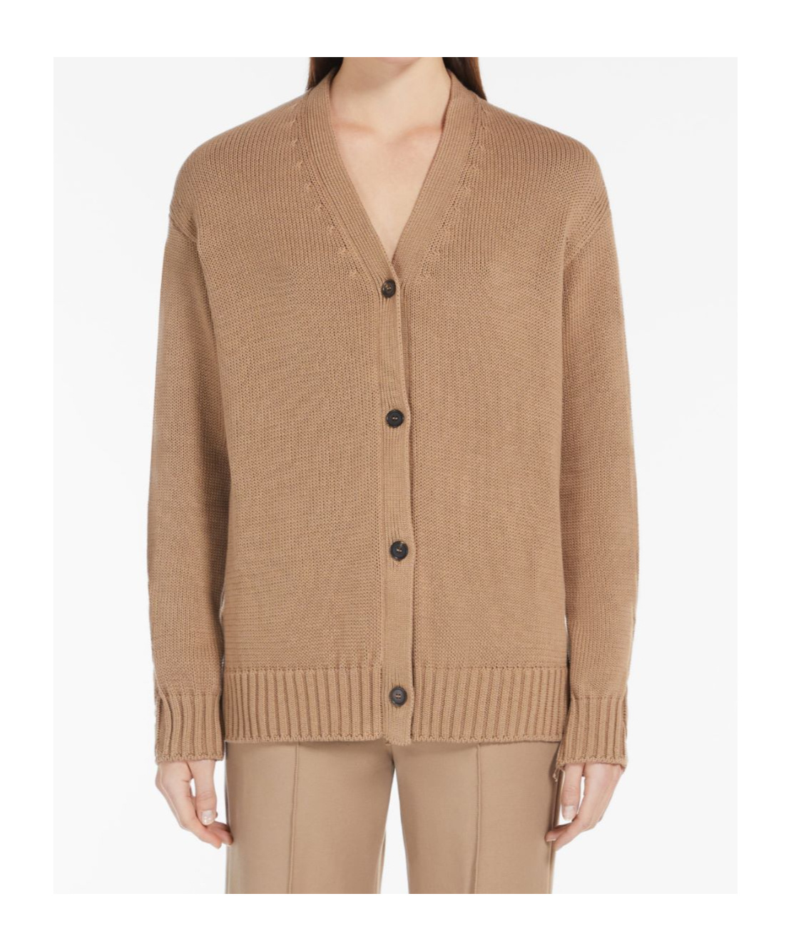 Max Mara Long-sleeved Cardigan In Nude