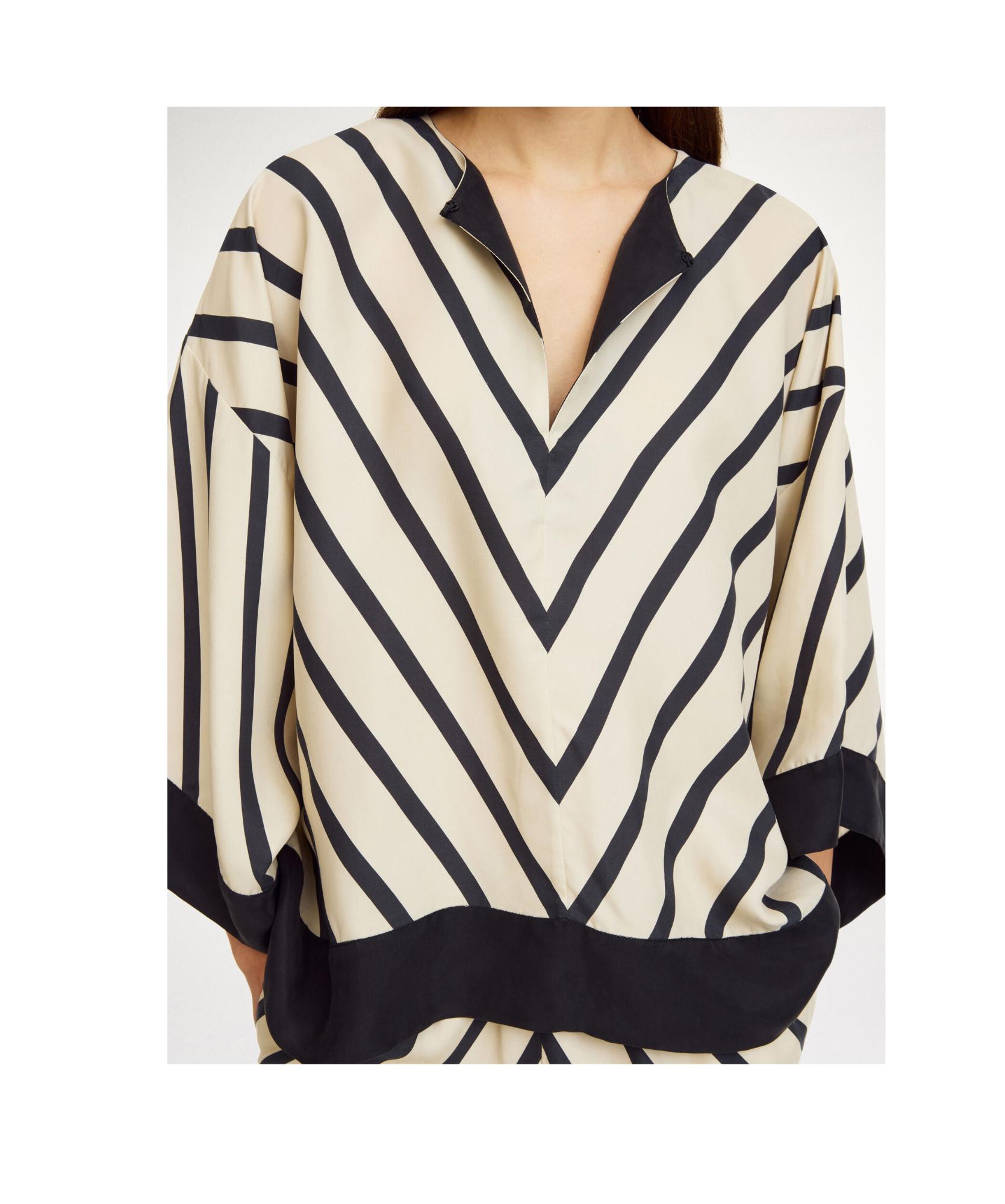 Shop By Malene Birger Cicie Chevron-print Blouse In White