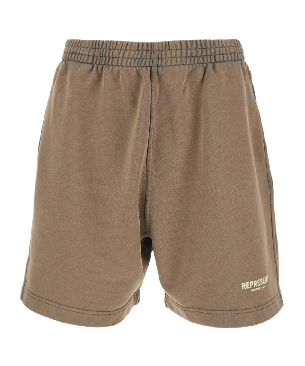 Represent Brown Shorts With Elasticated Waist And Logo Lettering On The Front In Cotton Man In Brown
