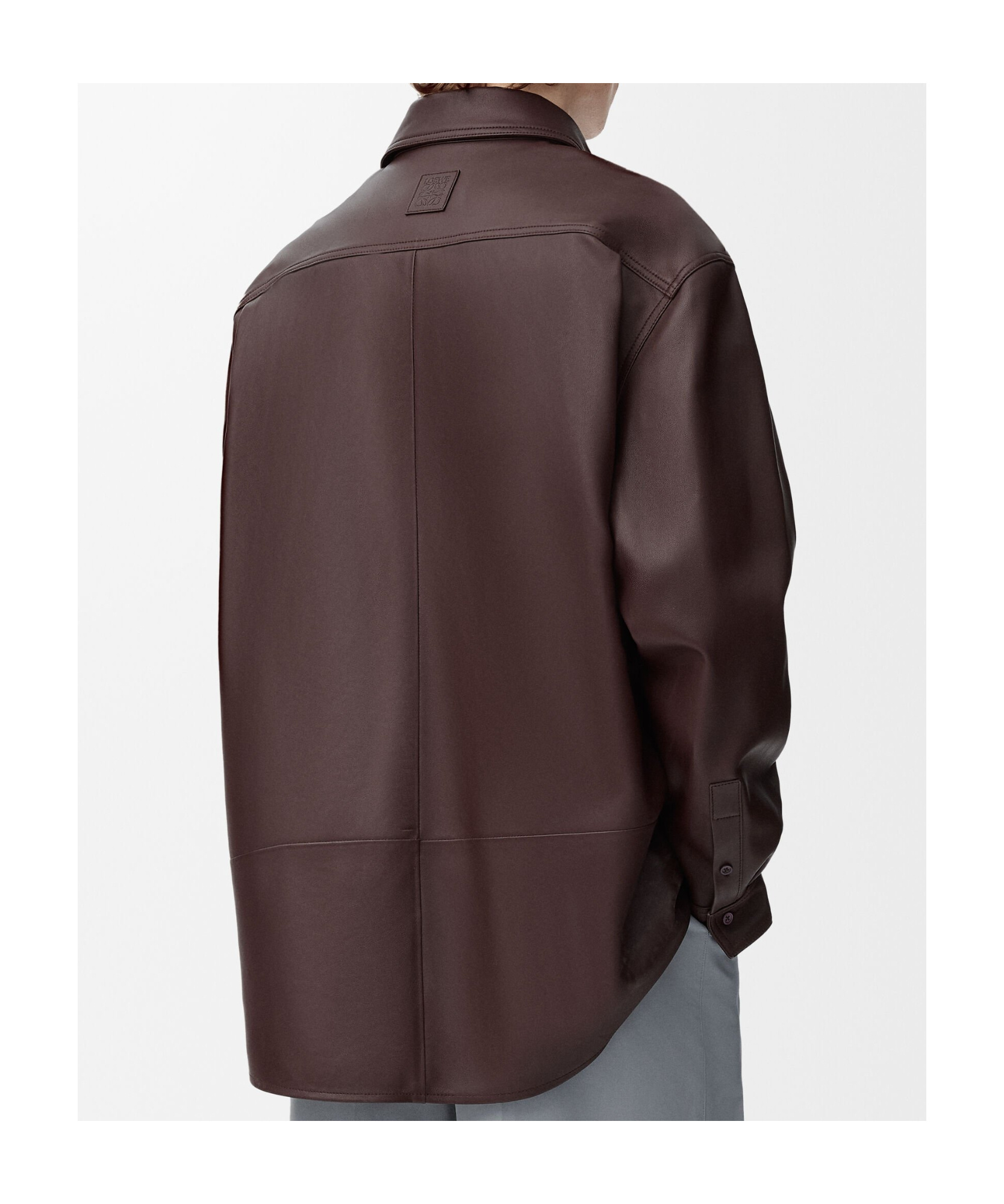 Loewe Overshirt In Nappa Lambskin In Brown