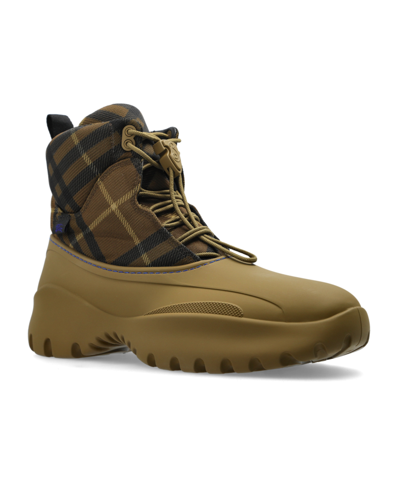 Burberry Scoot Trek Ankle Boot With Check Pattern In Green