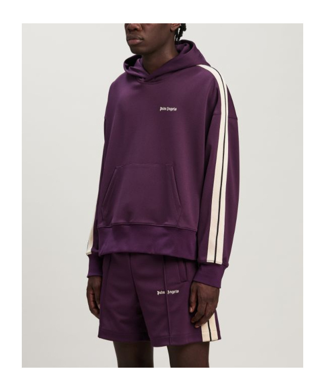Palm Angels Boxy Sweatshirt With Stripes In Purple