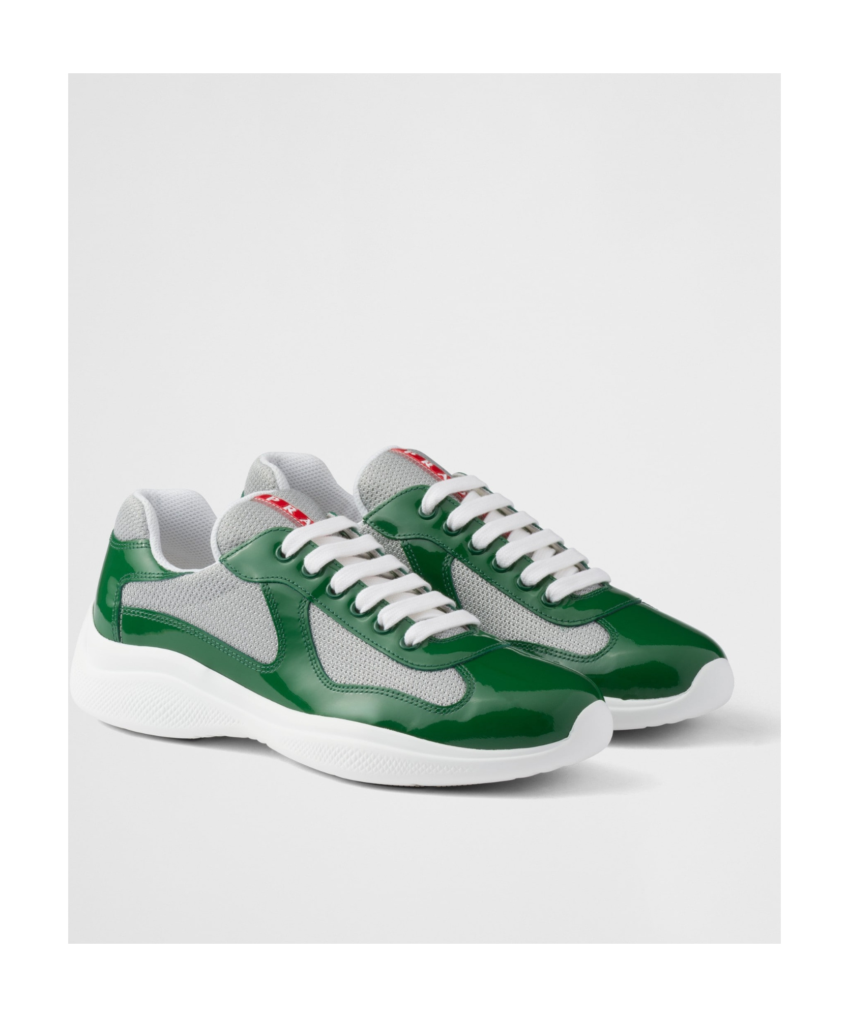 Prada Round Toe Sneakers In Green