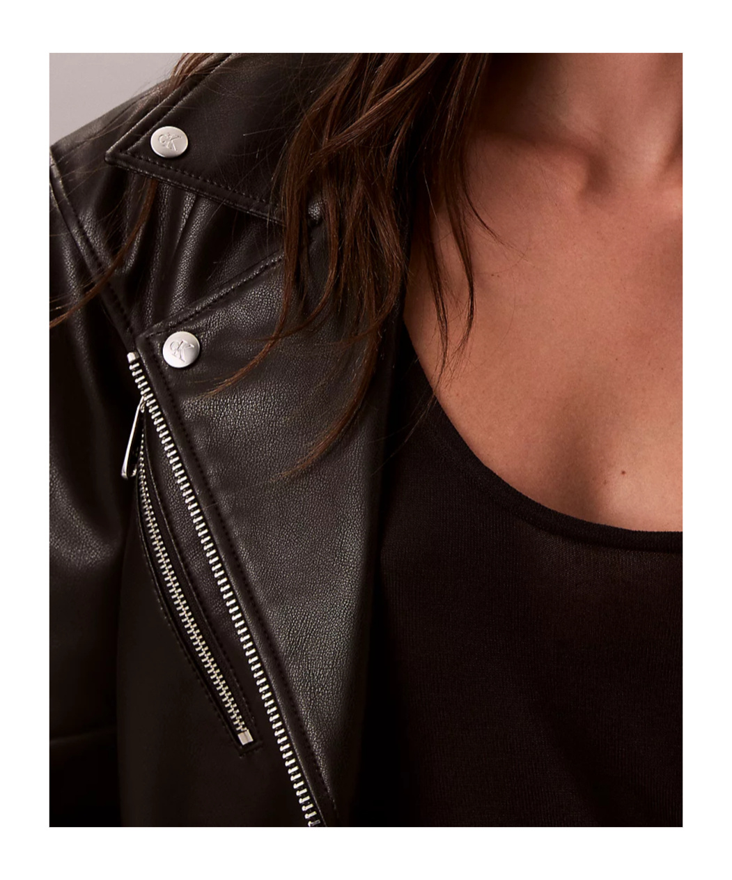 Calvin Klein Jeans Est.1978 Faux Leather Biker Jacket In Black
