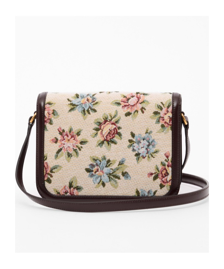 Valentino Garavani Small Bag 9to5 In Jacquard Fabric Papier Floral In Multicolored/oak Brown