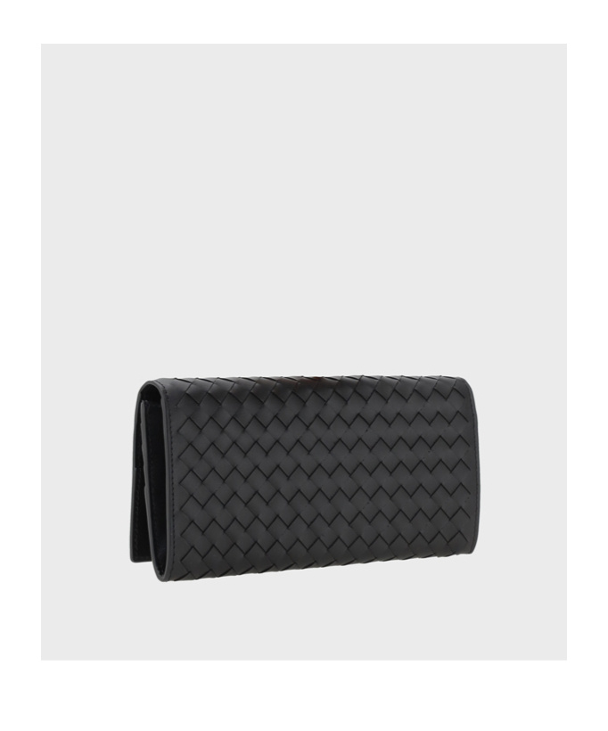 Bottega Veneta Intrecciato Long Wallet With Coin Purse In Black