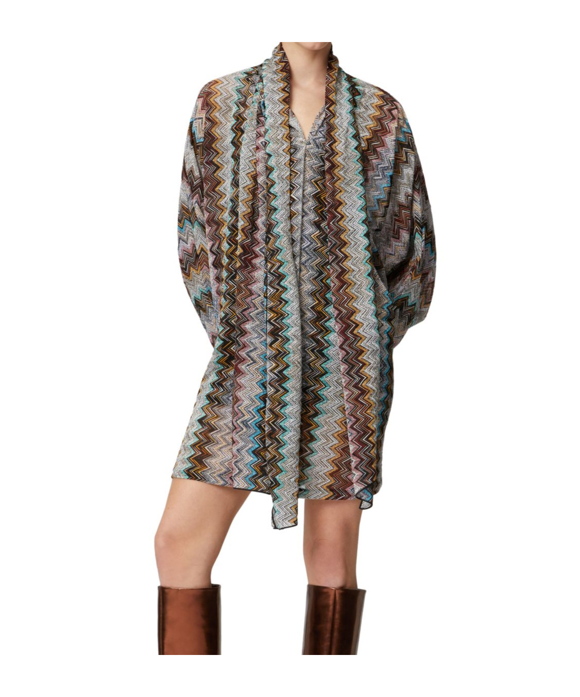 Shop Missoni Long Sleeve Dress In Gray
