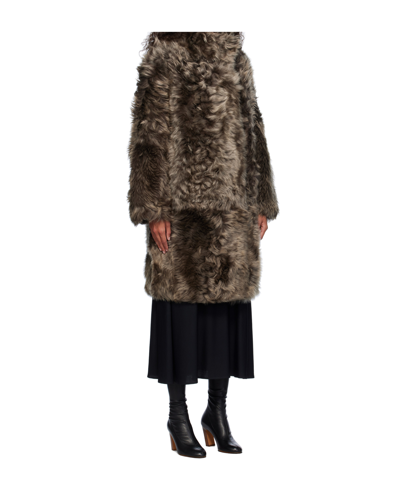 Yves Salomon Long-sleeved Coat In Black