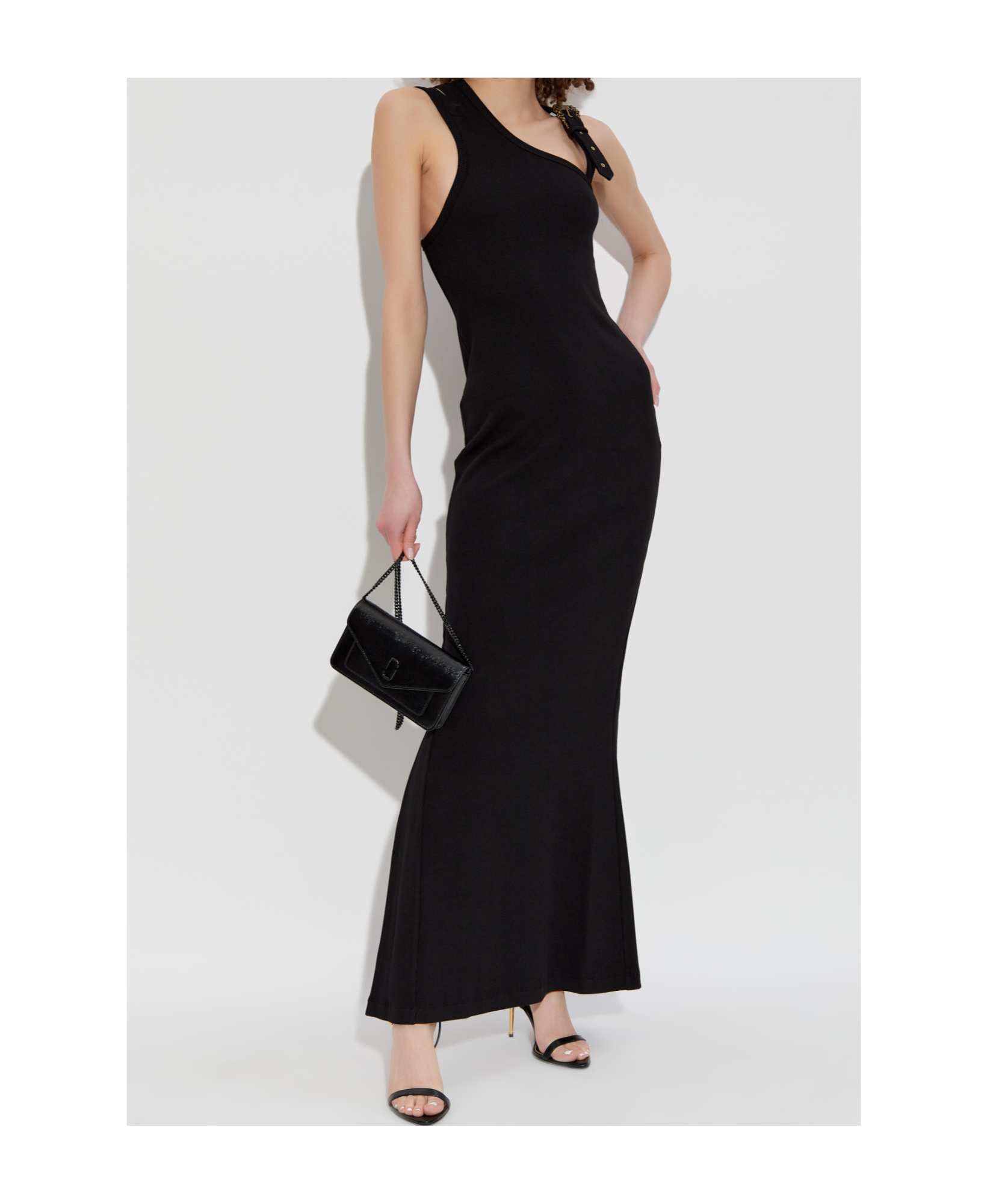 Versace Jeans Rib Suspender Dress In Black