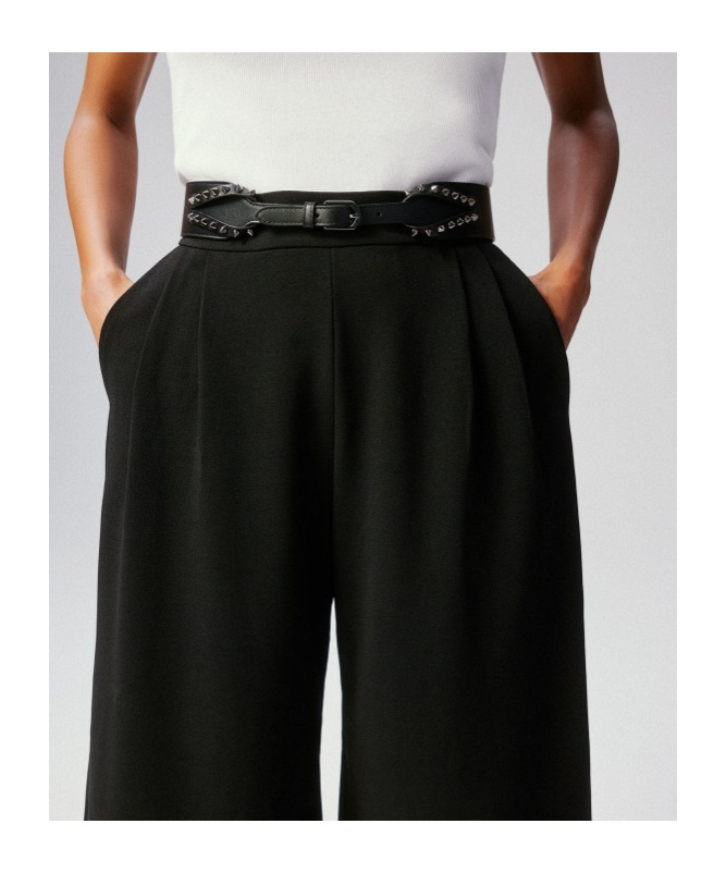 Christian Louboutin Cabata Spike Leather Corset Belt In Black