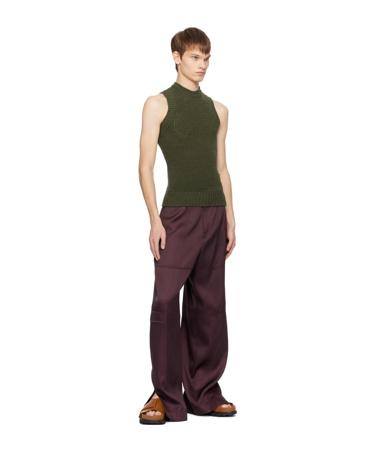 Jil Sander Sleeveless Vest With Round Neck In Green