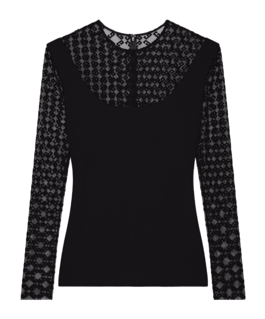 Givenchy Slim Fit Top In Jersey And Monogram 72 Tulle In Black