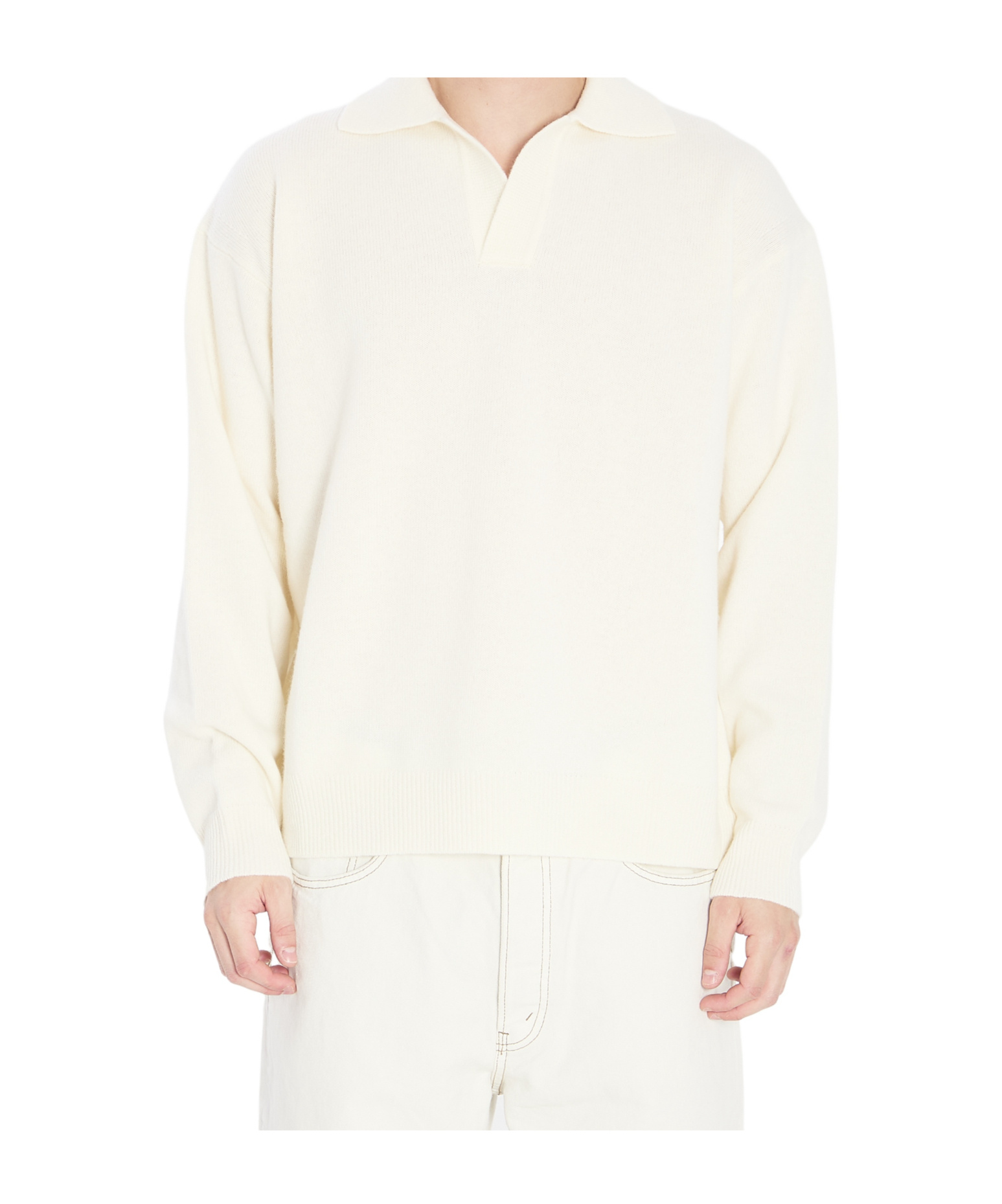 Roberto Collina Merino Wool And Cashmere Blend Polo Sweater In Neutral