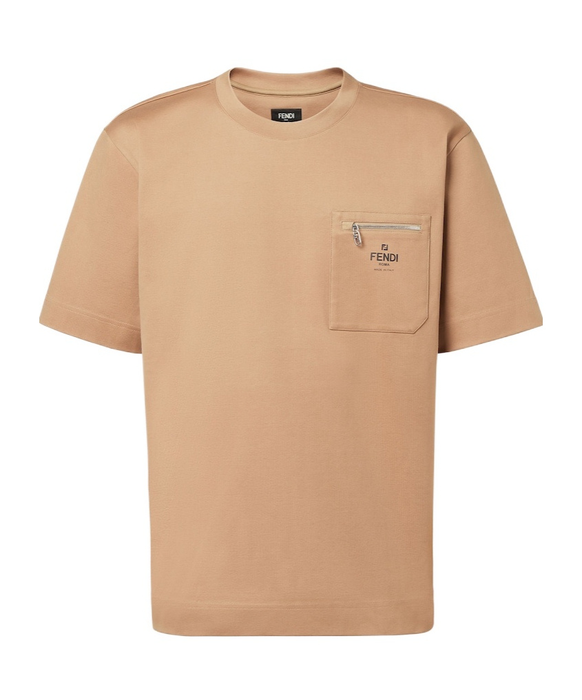 Fendi Light Brown Cotton T-shirt