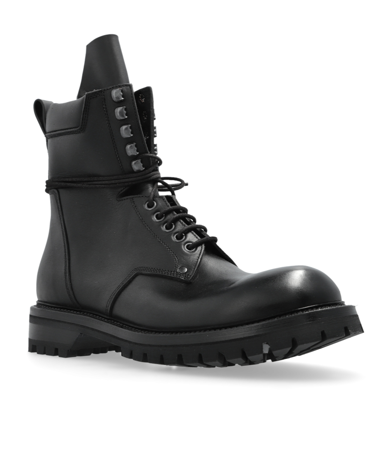 Rick Owens Round Toe Boots In Black