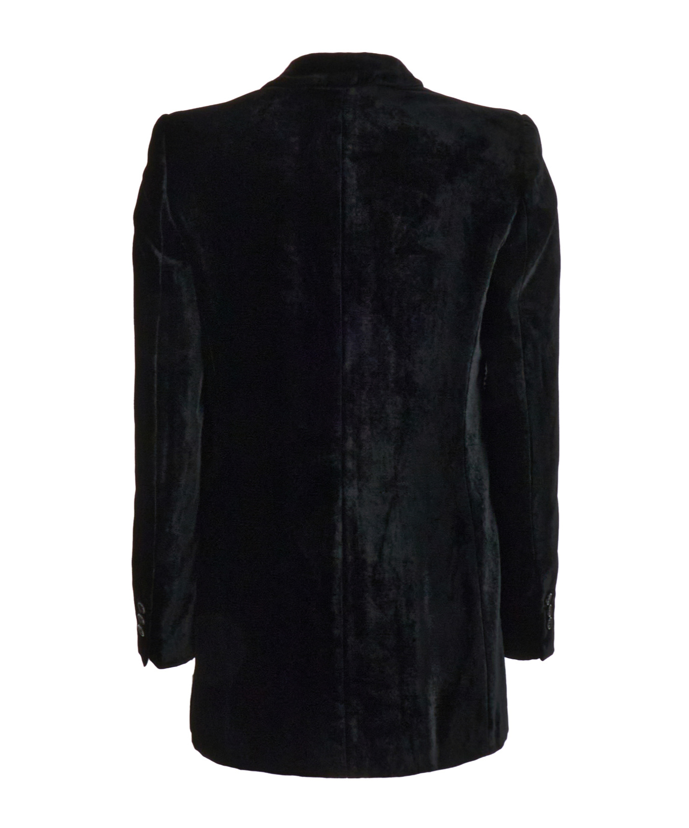 Alberta Ferretti Peak Lapel Velvet Blazer In Black
