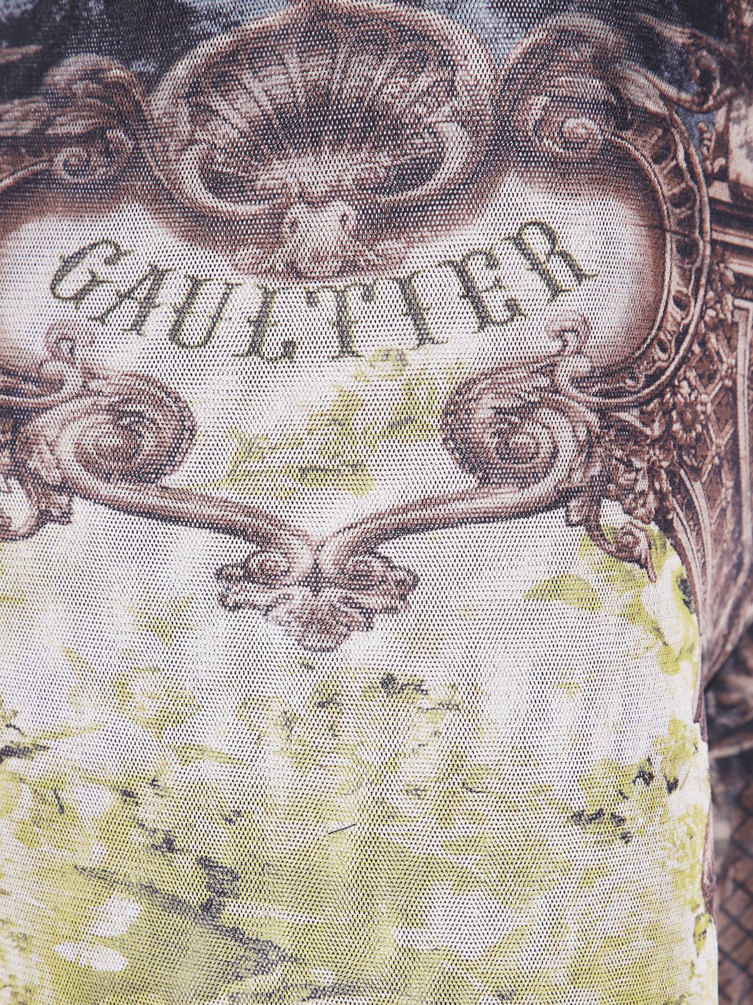 Jean Paul Gaultier Printed Medallion Mesh Trouser In Multi