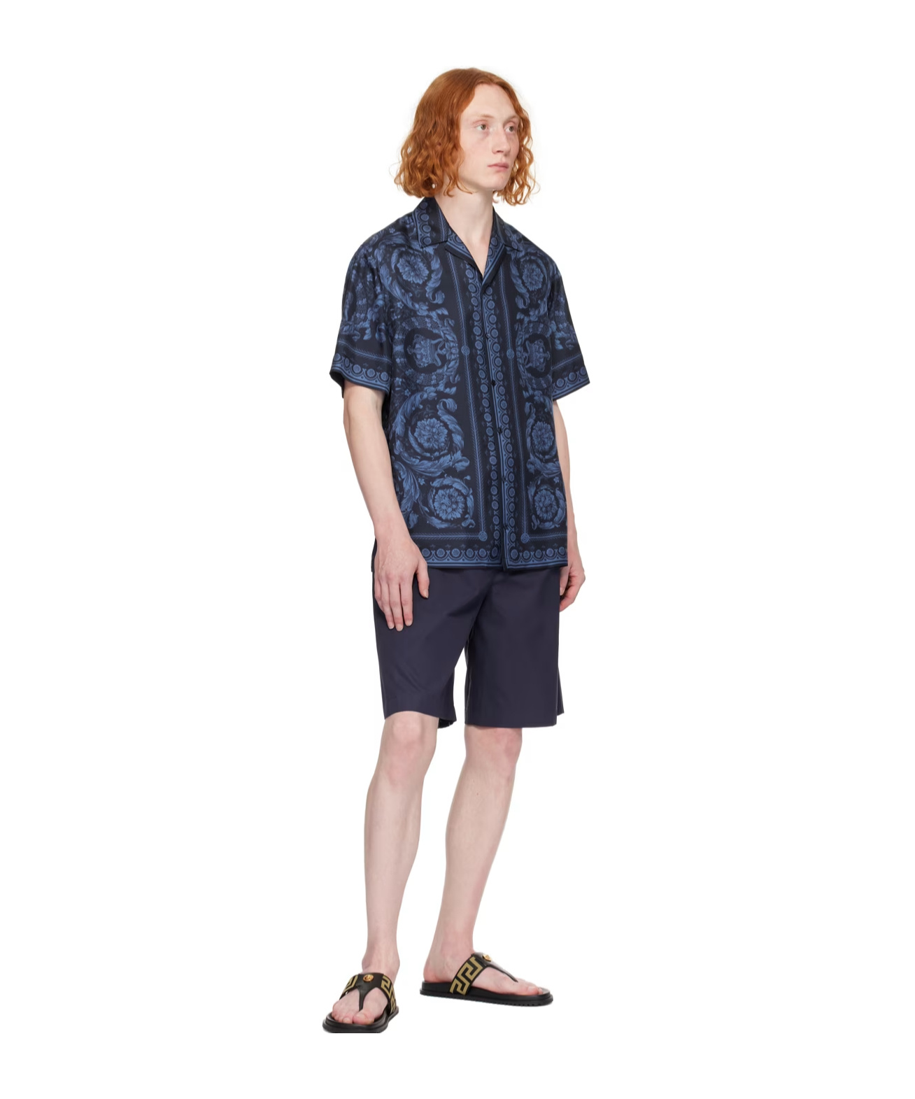 Versace Logo-embroidered Bermuda Shorts In Black