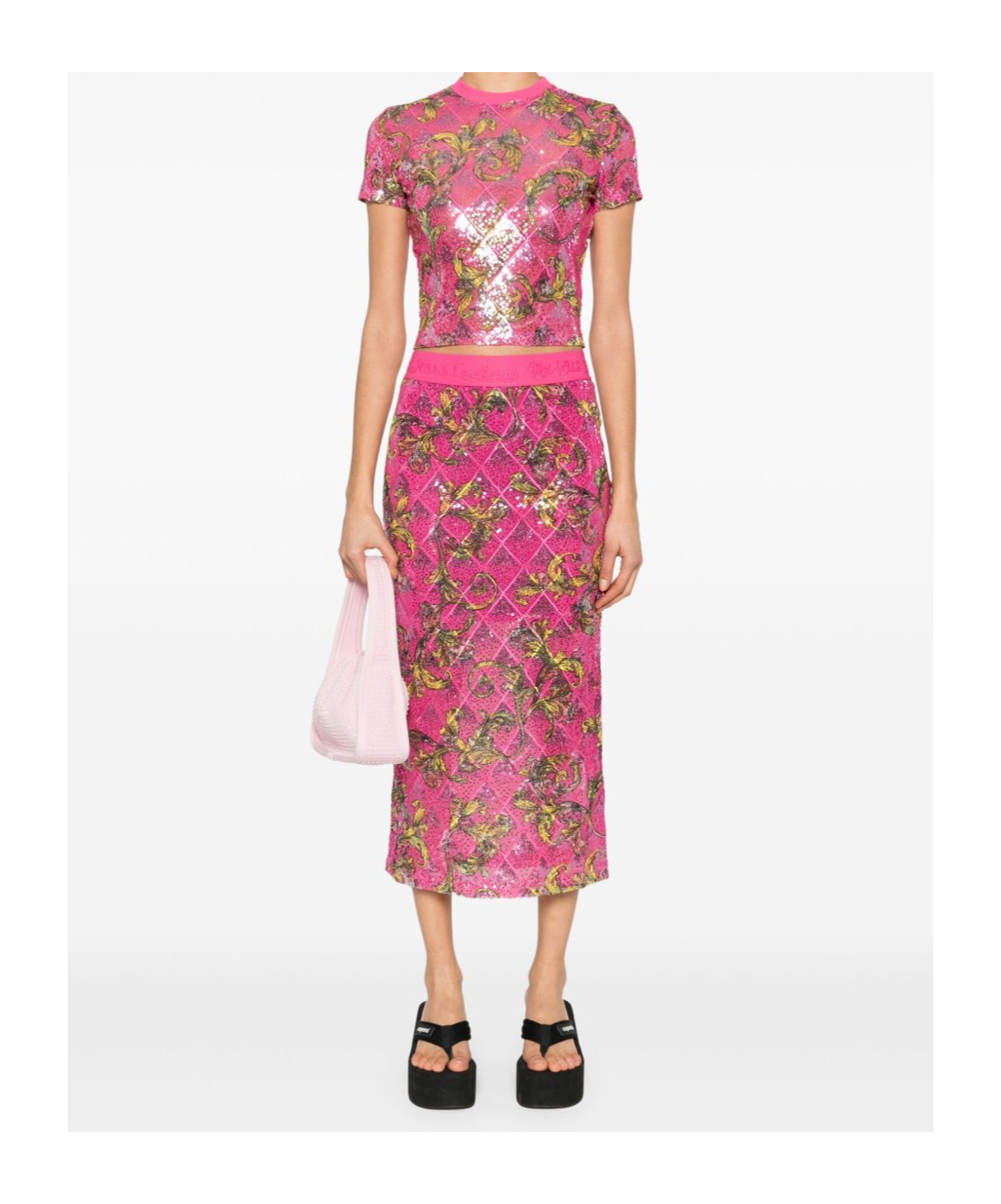 VERSACE JEANS BAROCCO-PRINT MIDI SKIRT
