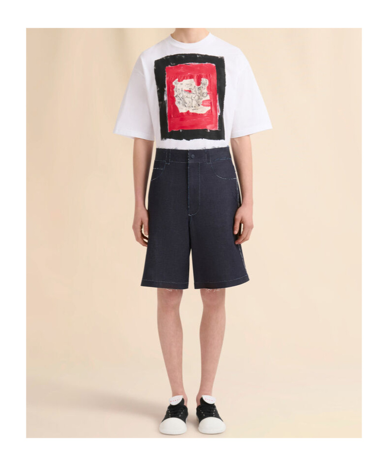 Marni Men's High-waisted Shorts Raw Hem In Blue