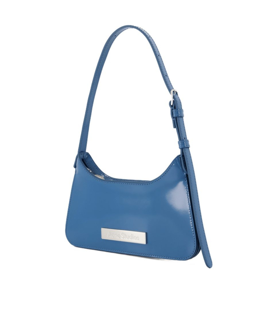 Acne Studios Letter Detail Shoulder Bag In Blue
