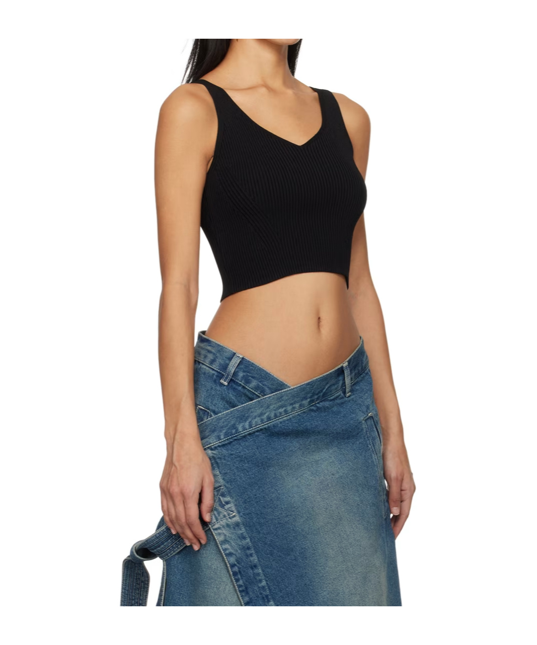 Juunj Black V-neck Tank Top In Black