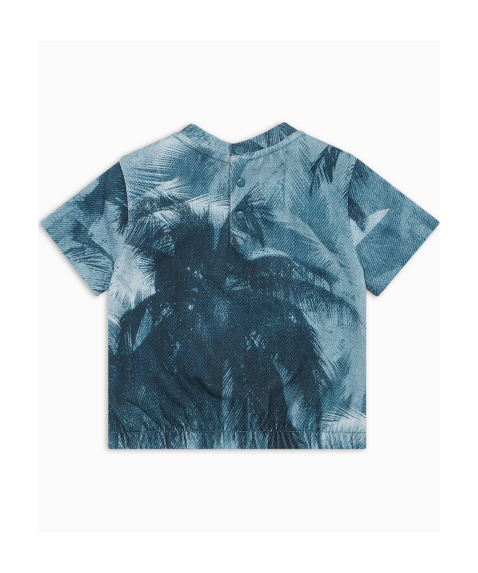 Emporio Armani Palm Tree Printed T-shirt In Blue
