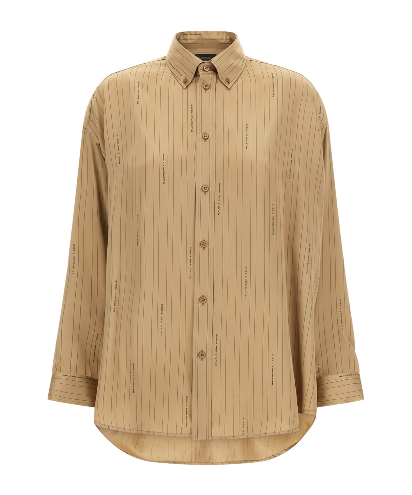 Balenciaga Satin Long-sleeved Striped Shirt In Brown