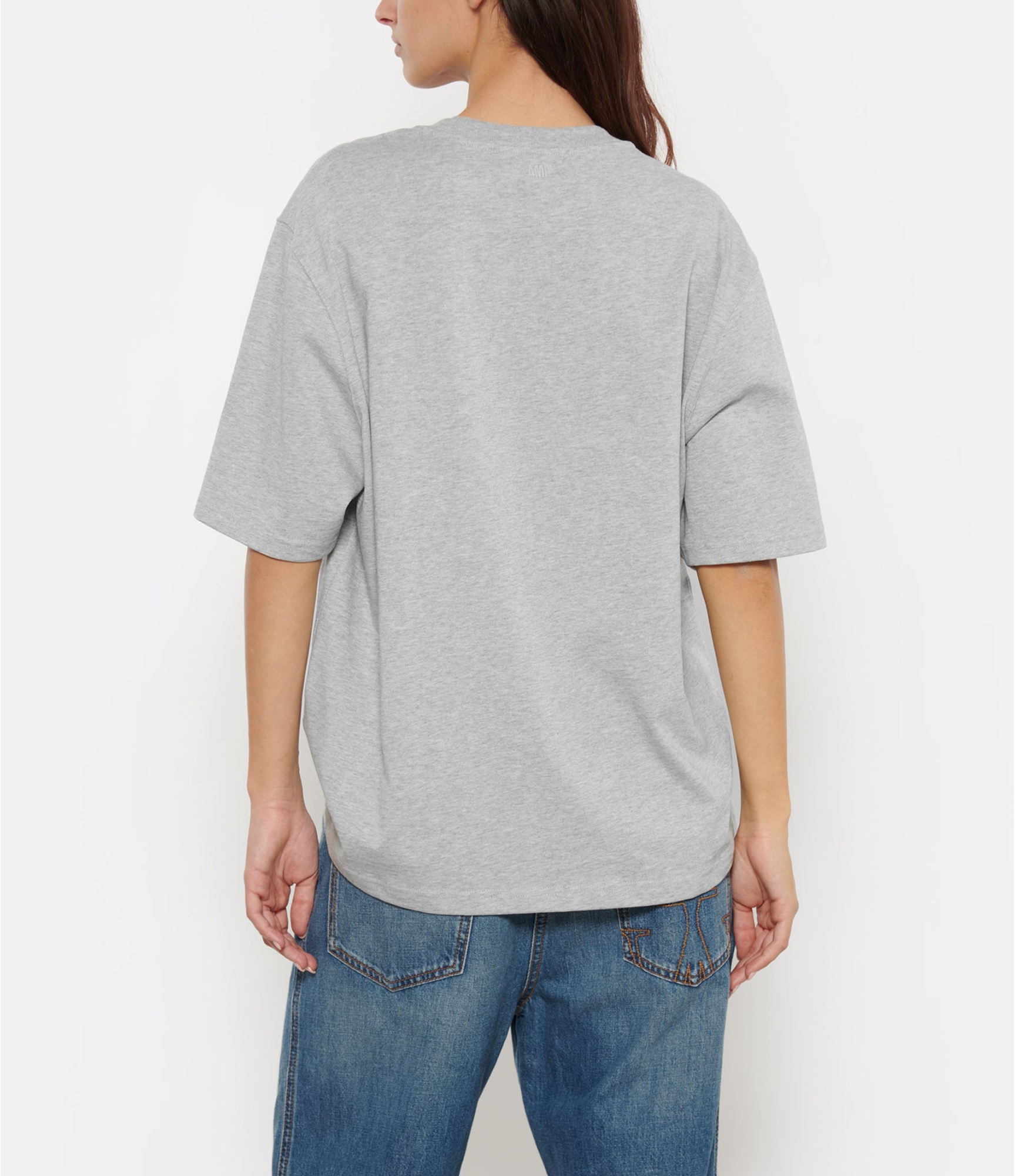 Ami Alexandre Mattiussi Ami Paris Ami De Coeur Logo Embroidered Crewneck T-shirt In Gray
