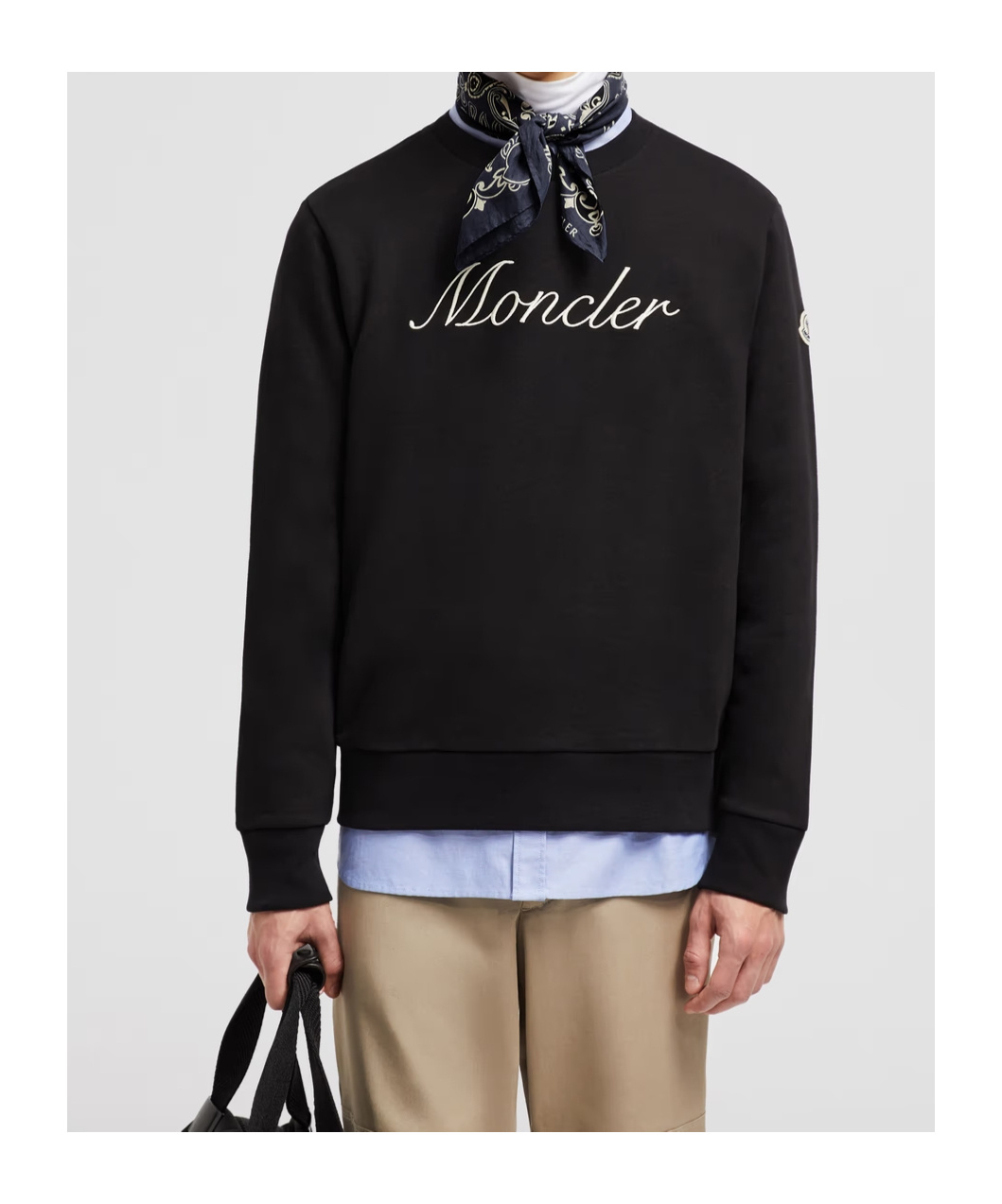 Moncler Embroidered Logo Sweatshirt In Black