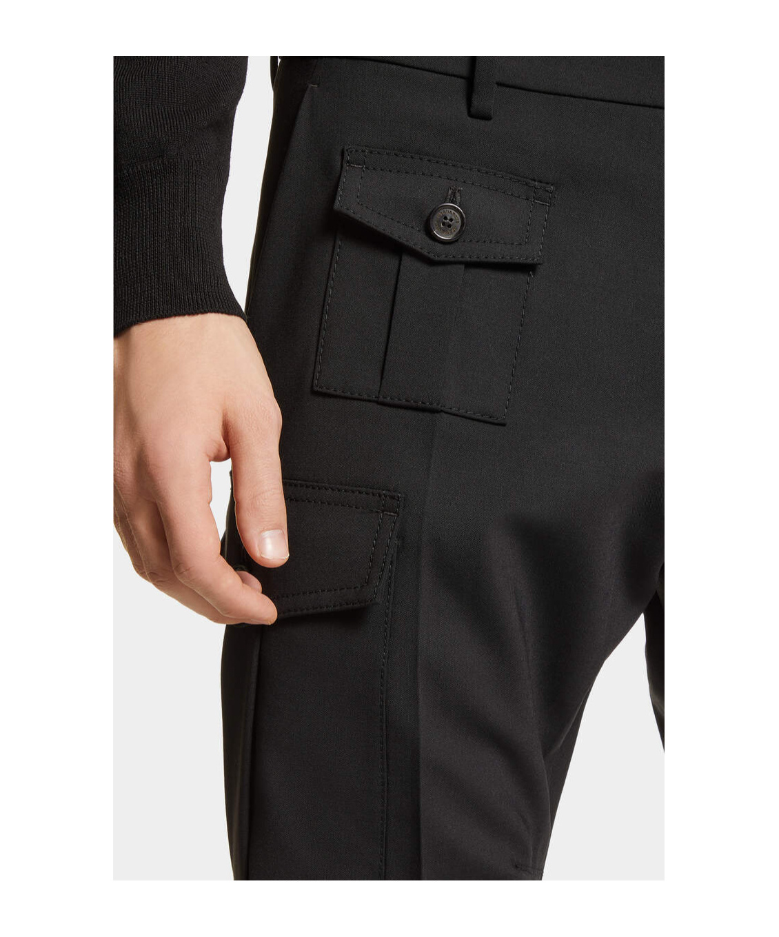 Dsquared2 Tapered Cotton Cargo Trousers In Black