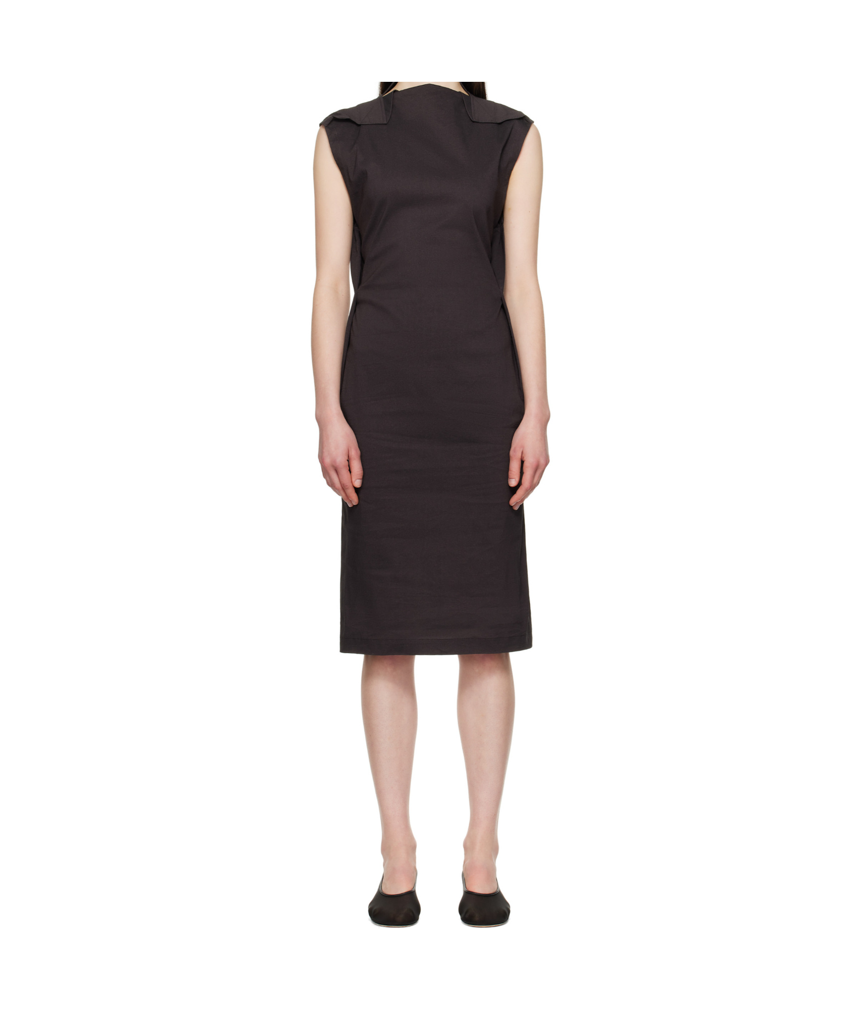 Issey Miyake Brown Ample Midi Dress In Brown
