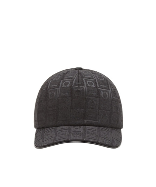 Ferragamo Casquette De Base-ball Avec Gancini Monogram Noir In Black
