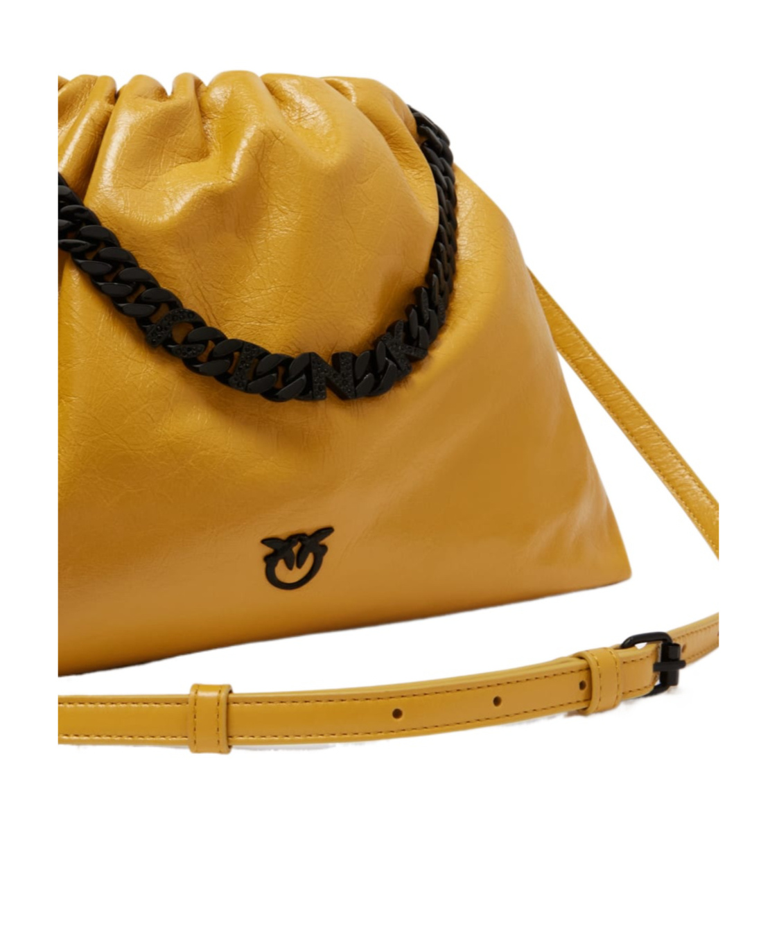 Pinko Sac Porté Épaule À Fine Bandoulière Chaîne En Cuir Naplak In Orange