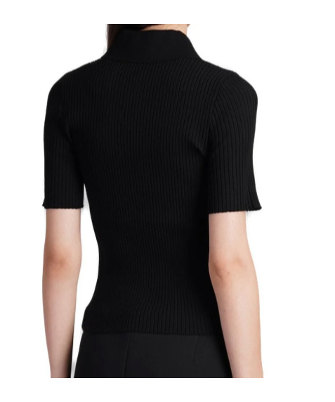 Shop Courrèges Short-sleeved Ribbed Polo Shirt In Black