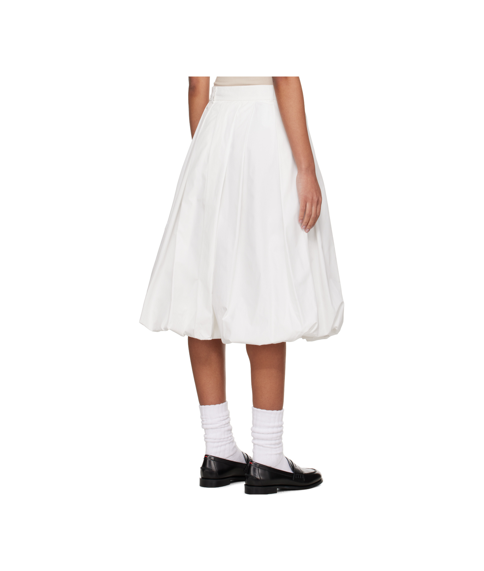 Dunst White Skirt With Balloon Design And Pleated Details In Cotton Blend Woman