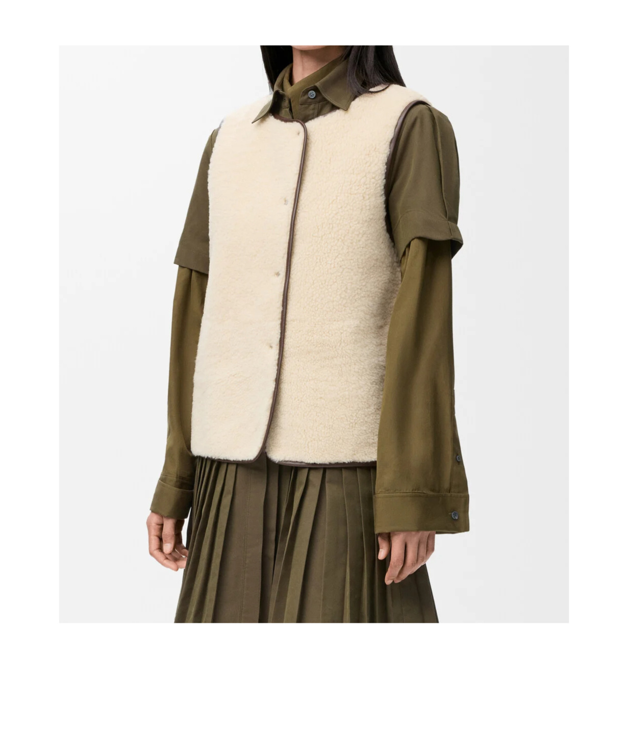 Loewe Puffer Vest In Shearling And Cotton Blend In Multi