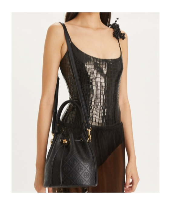 Shop Tory Burch T Monogram Bucket Bag In Black