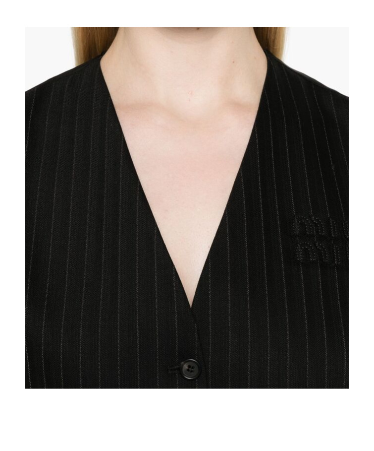 Miu Miu Pinstriped Waistcoat In Black