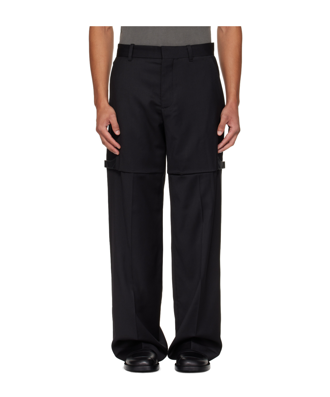 Heliot Emil Black Glassine Tailored Trousers In Black