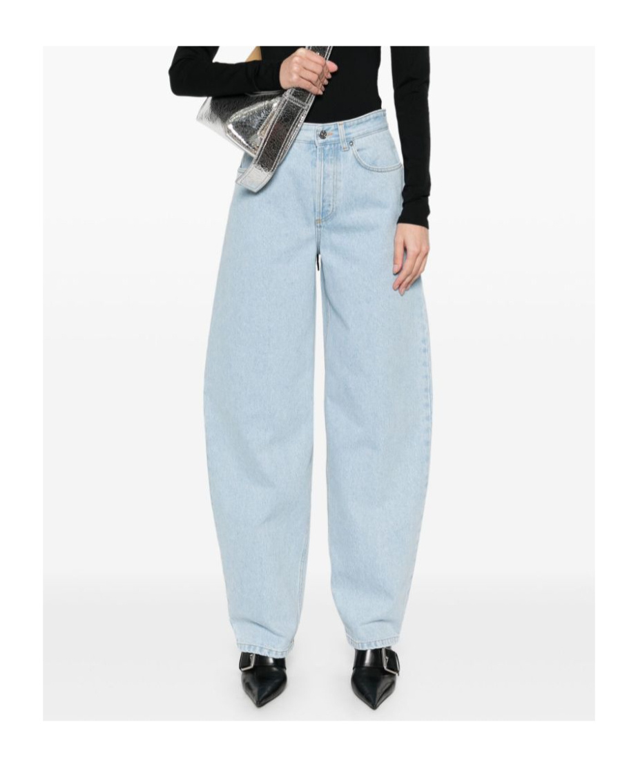 Mugler Lace-up Wide Leg Jeans In Blue