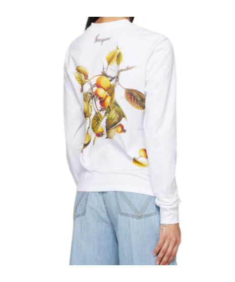 Ferragamo White Printed Long Sleeve T-shirt In White